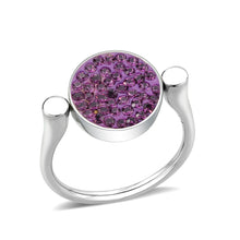 Load image into Gallery viewer, TK385402 - High polished (no plating) Stainless Steel Ring with Top Grade Crystal in Amethyst