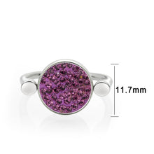 Load image into Gallery viewer, TK385402 - High polished (no plating) Stainless Steel Ring with Top Grade Crystal in Amethyst