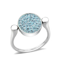 Load image into Gallery viewer, TK385403 - High polished (no plating) Stainless Steel Ring with Top Grade Crystal in SeaBlue