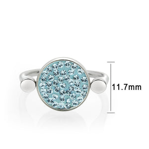 TK385403 - High polished (no plating) Stainless Steel Ring with Top Grade Crystal in SeaBlue