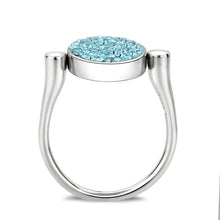 Load image into Gallery viewer, TK385403 - High polished (no plating) Stainless Steel Ring with Top Grade Crystal in SeaBlue