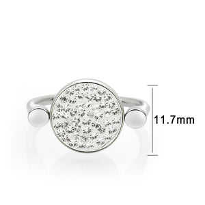 TK385404 - High polished (no plating) Stainless Steel Ring with Top Grade Crystal in Clear