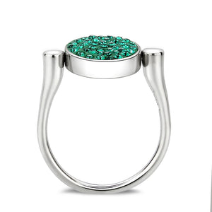 TK385405 - High polished (no plating) Stainless Steel Ring with Top Grade Crystal in Emerald