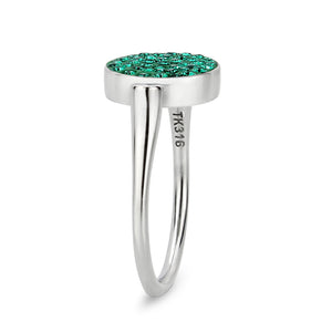 TK385405 - High polished (no plating) Stainless Steel Ring with Top Grade Crystal in Emerald