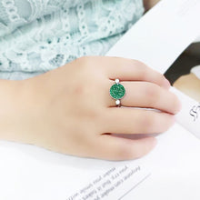 Load image into Gallery viewer, TK385405 - High polished (no plating) Stainless Steel Ring with Top Grade Crystal in Emerald