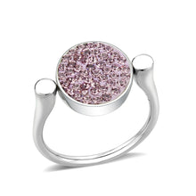 Load image into Gallery viewer, TK385406 - High polished (no plating) Stainless Steel Ring with Top Grade Crystal in LightAmethyst