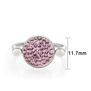 TK385406 - High polished (no plating) Stainless Steel Ring with Top Grade Crystal in LightAmethyst