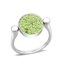 Load image into Gallery viewer, TK385408 - High polished (no plating) Stainless Steel Ring with Top Grade Crystal in Peridot