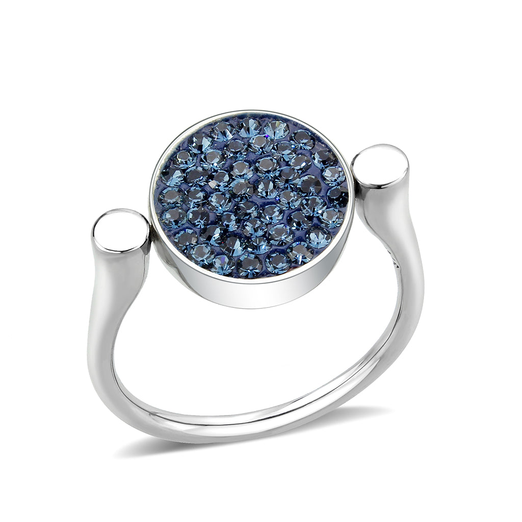 TK385409 - High polished (no plating) Stainless Steel Ring with Top Grade Crystal in Montana