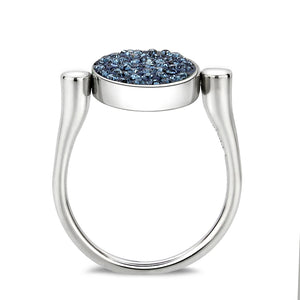 TK385409 - High polished (no plating) Stainless Steel Ring with Top Grade Crystal in Montana