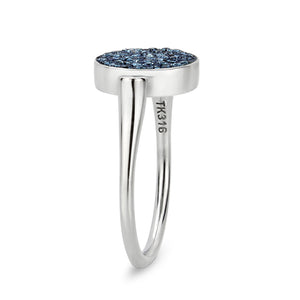 TK385409 - High polished (no plating) Stainless Steel Ring with Top Grade Crystal in Montana