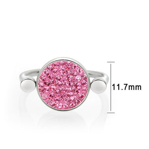 TK385410 - High polished (no plating) Stainless Steel Ring with Top Grade Crystal in Rose