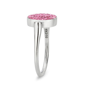 TK385410 - High polished (no plating) Stainless Steel Ring with Top Grade Crystal in Rose