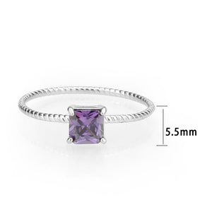 TK3856 - High polished (no plating) Stainless Steel Ring with AAA Grade CZ in Amethyst