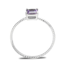 Load image into Gallery viewer, TK3856 - High polished (no plating) Stainless Steel Ring with AAA Grade CZ in Amethyst