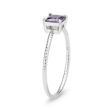 Load image into Gallery viewer, TK3856 - High polished (no plating) Stainless Steel Ring with AAA Grade CZ in Amethyst