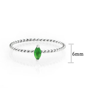 TK3861 - High polished (no plating) Stainless Steel Ring with Synthetic in Emerald