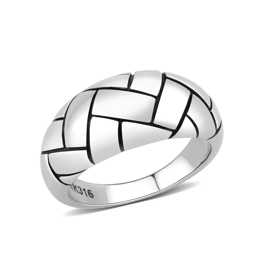 TK3871 - High polished (no plating) Stainless Steel Ring with Epoxy in No Stone