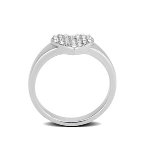 TK3872 - High polished (no plating) Stainless Steel Ring with AAA Grade CZ in Clear