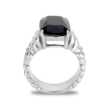 Load image into Gallery viewer, TK3876 - High polished (no plating) Stainless Steel Ring with Synthetic in Jet