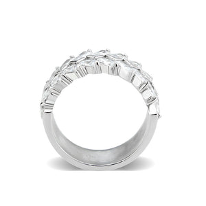 TK3877 - High polished (no plating) Stainless Steel Ring with AAA Grade CZ in Clear