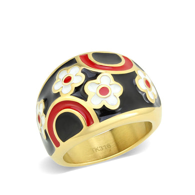 TK3880 - IP Gold(Ion Plating) Stainless Steel Ring with Epoxy in MultiColor