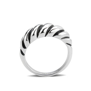 TK3881 - High polished (no plating) Stainless Steel Ring with Epoxy in Jet