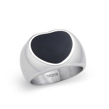 Load image into Gallery viewer, TK3882 - High polished (no plating) Stainless Steel Ring with Epoxy in Jet