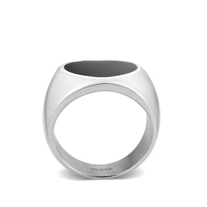 TK3882 - High polished (no plating) Stainless Steel Ring with Epoxy in Jet