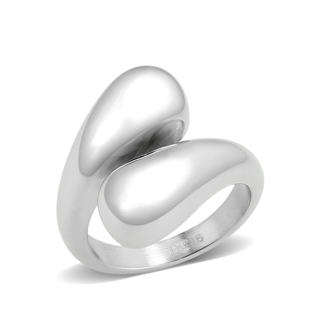 TK3883 - High polished (no plating) Stainless Steel Ring with Epoxy in Jet