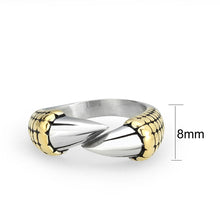 Load image into Gallery viewer, TK3888 - Two Tone IP Gold (Ion Plating) Stainless Steel Ring with Epoxy in Jet