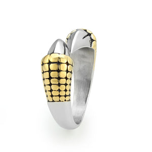 TK3888 - Two Tone IP Gold (Ion Plating) Stainless Steel Ring with Epoxy in Jet