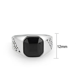 TK3889 - High polished (no plating) Stainless Steel Ring with AAA Grade CZ in Jet