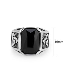 Load image into Gallery viewer, TK3890 - High polished (no plating) Stainless Steel Ring with Top Grade Crystal in Jet