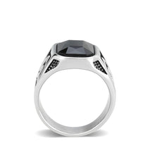 Load image into Gallery viewer, TK3890 - High polished (no plating) Stainless Steel Ring with Top Grade Crystal in Jet