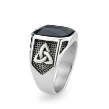 Load image into Gallery viewer, TK3890 - High polished (no plating) Stainless Steel Ring with Top Grade Crystal in Jet