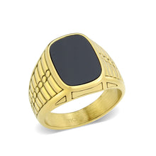 Load image into Gallery viewer, TK3891 - IP Gold(Ion Plating) Stainless Steel Ring with Synthetic in Jet