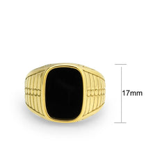 Load image into Gallery viewer, TK3891 - IP Gold(Ion Plating) Stainless Steel Ring with Synthetic in Jet