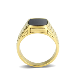 TK3891 - IP Gold(Ion Plating) Stainless Steel Ring with Synthetic in Jet