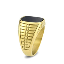 Load image into Gallery viewer, TK3891 - IP Gold(Ion Plating) Stainless Steel Ring with Synthetic in Jet