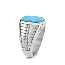 Load image into Gallery viewer, TK3892 - High polished (no plating) Stainless Steel Ring with Synthetic in Turquoise