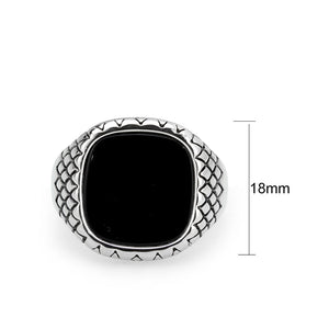 TK3893 - High polished (no plating) Stainless Steel Ring with Synthetic in Jet