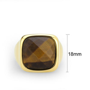 TK3894 - IP Gold(Ion Plating) Stainless Steel Ring with Synthetic in Amber