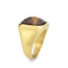 Load image into Gallery viewer, TK3894 - IP Gold(Ion Plating) Stainless Steel Ring with Synthetic in Amber