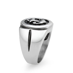 TK3895 - High polished (no plating) Stainless Steel Ring with Epoxy in Jet