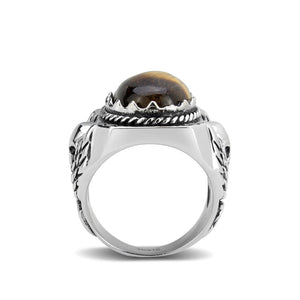 TK3896 - High polished (no plating) Stainless Steel Ring with Synthetic in Amber