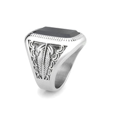 Load image into Gallery viewer, TK3899 - High polished (no plating) Stainless Steel Ring with Synthetic in Jet