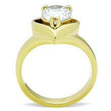 Load image into Gallery viewer, TK389G - IP Gold(Ion Plating) Stainless Steel Ring with AAA Grade CZ  in Clear