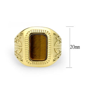 TK3900 - IP Gold(Ion Plating) Stainless Steel Ring with Synthetic in Amber