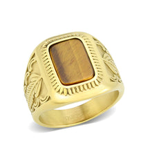 Load image into Gallery viewer, TK3900 - IP Gold(Ion Plating) Stainless Steel Ring with Synthetic in Amber